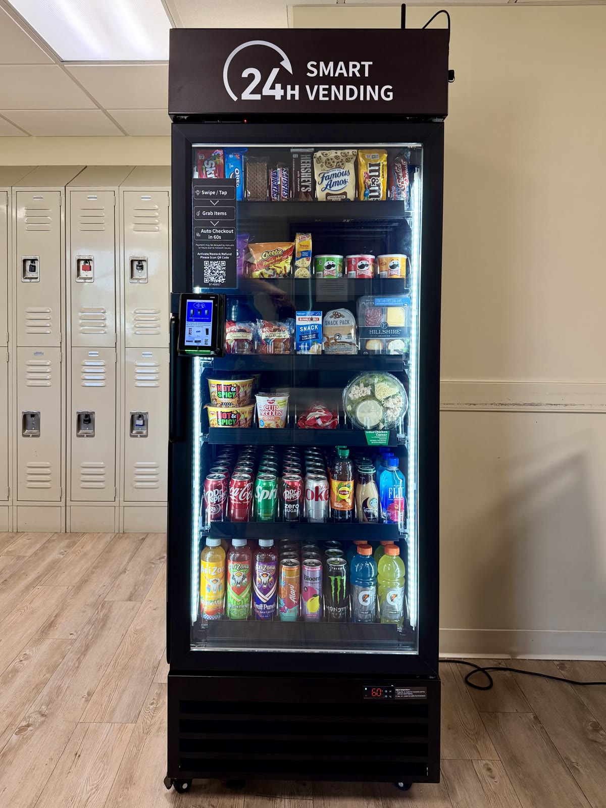 LevelUp installation in a locker-area breakroom, view 2